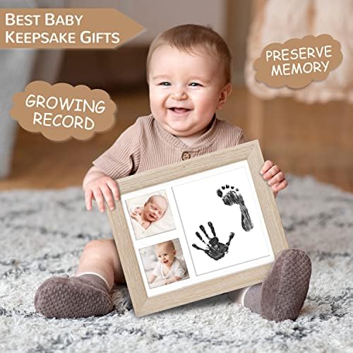 Addmes טביעת יד תינוקות וערכת טביעת רגל, ערכת מזכרת לתינוק | 8x10 מסגרת תמונה לתינוקות בסווד לרישום